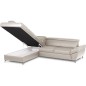 Canapé d'angle convertible en cuir italien luxe 5 places, MEMEZO, coffre, BEIGE, angle gauche Canapé d'angle convertible en cuir italien luxe 5 places, MEMEZO, coffre, BEIGE, angle gauche