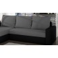 Canapé d'angle convertible en tissu, rangement, gris/noir, angle gauche (vu de face), LIMA, 4 places
