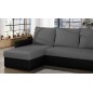 Canapé d'angle convertible en tissu, rangement, gris/noir, angle gauche (vu de face), LIMA, 4 places