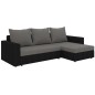 Canapé d'angle convertible en tissu, rangement, gris/noir, angle droit (vu de face), LIMA, 4 places