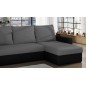 Canapé d'angle convertible en tissu, rangement, gris/noir, angle droit (vu de face), LIMA, 4 places