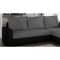 Canapé d'angle convertible en tissu, rangement, gris/noir, angle droit (vu de face), LIMA, 4 places