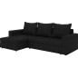 Canapé d'angle convertible en tissu, rangement, noir uni, angle gauche (vu de face), LIMA, 4 places