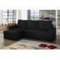 Canapé d'angle convertible en tissu, rangement, noir uni, angle gauche (vu de face), LIMA, 4 places