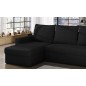 Canapé d'angle convertible en tissu, rangement, noir uni, angle gauche (vu de face), LIMA, 4 places