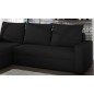 Canapé d'angle convertible en tissu, rangement, noir uni, angle gauche (vu de face), LIMA, 4 places