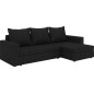 Canapé d'angle convertible en tissu, rangement, noir uni, angle droit (vu de face), LIMA, 4 places