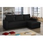 Canapé d'angle convertible en tissu, rangement, noir uni, angle droit (vu de face), LIMA, 4 places