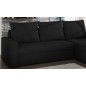 Canapé d'angle convertible en tissu, rangement, noir uni, angle droit (vu de face), LIMA, 4 places