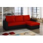 Canapé d'angle convertible en tissu, rangement, rouge/noir, angle droit (vu de face), LIMA, 4 places