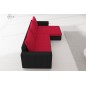 Canapé d'angle convertible en tissu, rangement, rouge/noir, angle droit (vu de face), LIMA, 4 places