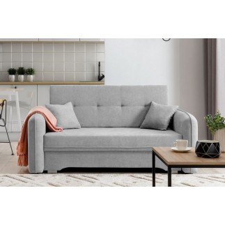 Joli canapé convertible avec rangement en tissu gris, LAURENT