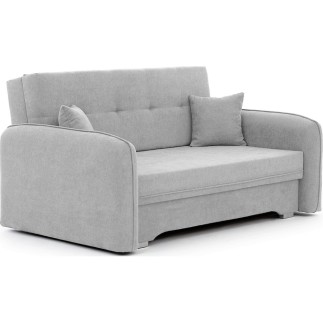 Joli canapé convertible avec rangement en tissu gris, LAURENT, 2 places