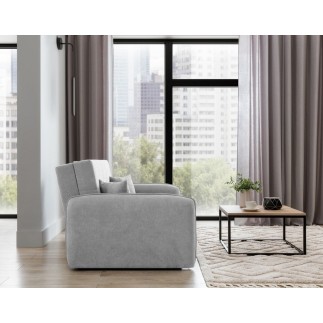 Joli canapé convertible avec rangement en tissu gris, LAURENT
