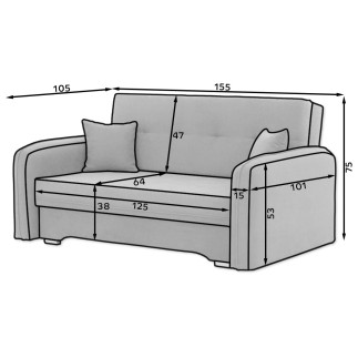 Joli canapé convertible avec rangement en tissu gris, LAURENT