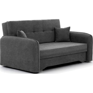 Joli canapé convertible avec rangement en tissu gris foncé, LAURENT, 2 places