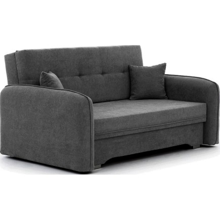 Joli canapé convertible avec rangement en tissu gris foncé, LAURENT, 2 places