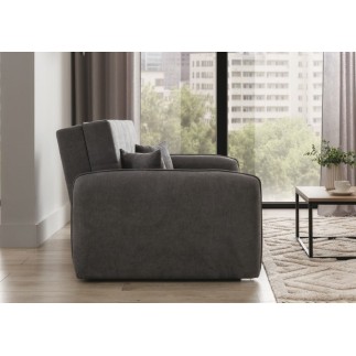 Joli canapé convertible avec rangement en tissu gris foncé, LAURENT