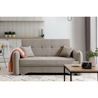 Joli canapé convertible avec rangement en tissu beige, LAURENT