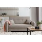 Joli canapé convertible avec rangement en tissu beige, LAURENT, 2 places