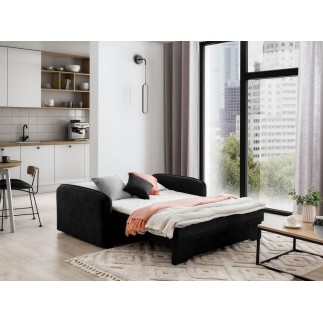 Joli canapé convertible avec rangement en tissu noir, LAURENT