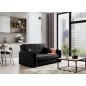 Joli canapé convertible avec rangement en tissu noir, LAURENT, 2 places