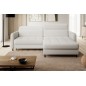 Canapé d'angle convertible en tissu, avec rangement, blanc, angle droit, GOVIA, 3 places