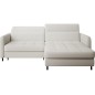 Canapé d'angle convertible en tissu, avec rangement, blanc, angle droit, GOVIA, 3 places