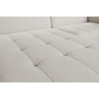 Canapé d'angle convertible en tissu, avec rangement, blanc, angle droit, GOVIA
