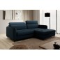 Canapé d'angle convertible en tissu, avec rangement, bleu, angle droit, GOVIA, 3 places
