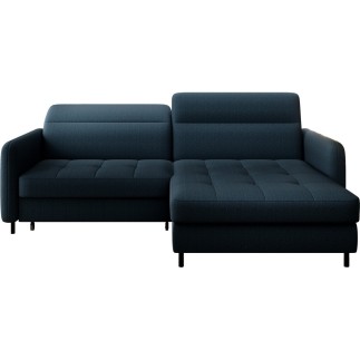 Canapé d'angle convertible en tissu, avec rangement, bleu, angle droit, GOVIA, 3 places