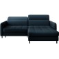 Canapé d'angle convertible en tissu, avec rangement, bleu, angle droit, GOVIA, 3 places