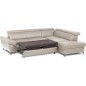 Canapé d'angle convertible en cuir italien luxe 5 places, MEMEZO, coffre, BEIGE, angle droit Canapé d'angle convertible en cuir italien luxe 5 places, MEMEZO, coffre, BEIGE, angle droit