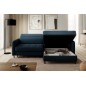 Canapé d'angle convertible en tissu, avec rangement, bleu, angle droit, GOVIA, 3 places