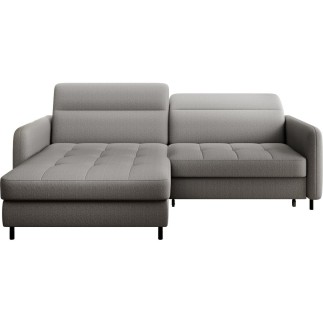 Canapé d'angle convertible - en tissu, avec rangement, gris, angle gauche, GOVIA