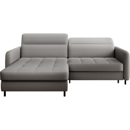 Canapé d'angle convertible - en tissu, avec rangement, gris, angle gauche, GOVIA