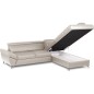 Canapé d'angle convertible en cuir italien luxe 5 places, MEMEZO, coffre, BEIGE, angle droit Canapé d'angle convertible en cuir italien luxe 5 places, MEMEZO, coffre, BEIGE, angle droit