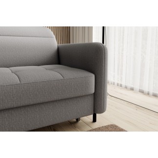 Canapé d'angle convertible - en tissu, avec rangement, gris, angle gauche, GOVIA