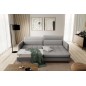 Canapé d'angle convertible en tissu, avec rangement, gris, angle droit, GOVIA, 3 places