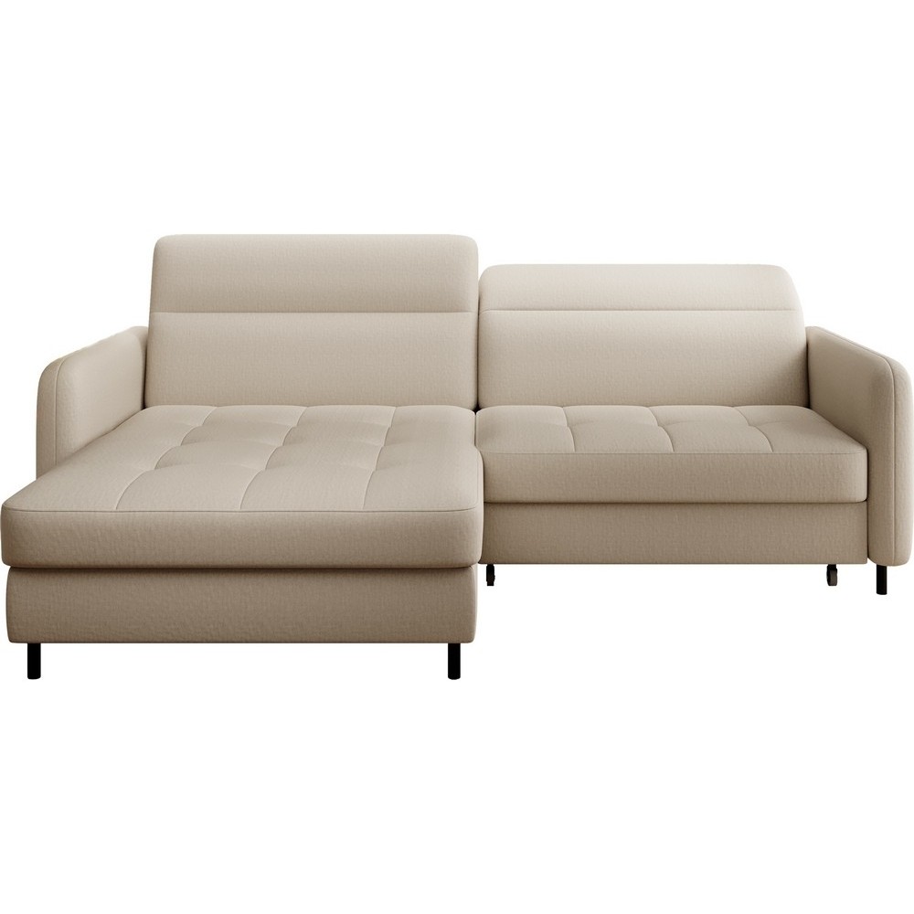 Canapé d'angle convertible - en tissu, avec rangement, beige, angle gauche, GOVIA, 3 places