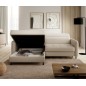 Canapé d'angle convertible - en tissu, avec rangement, beige, angle gauche, GOVIA, 3 places
