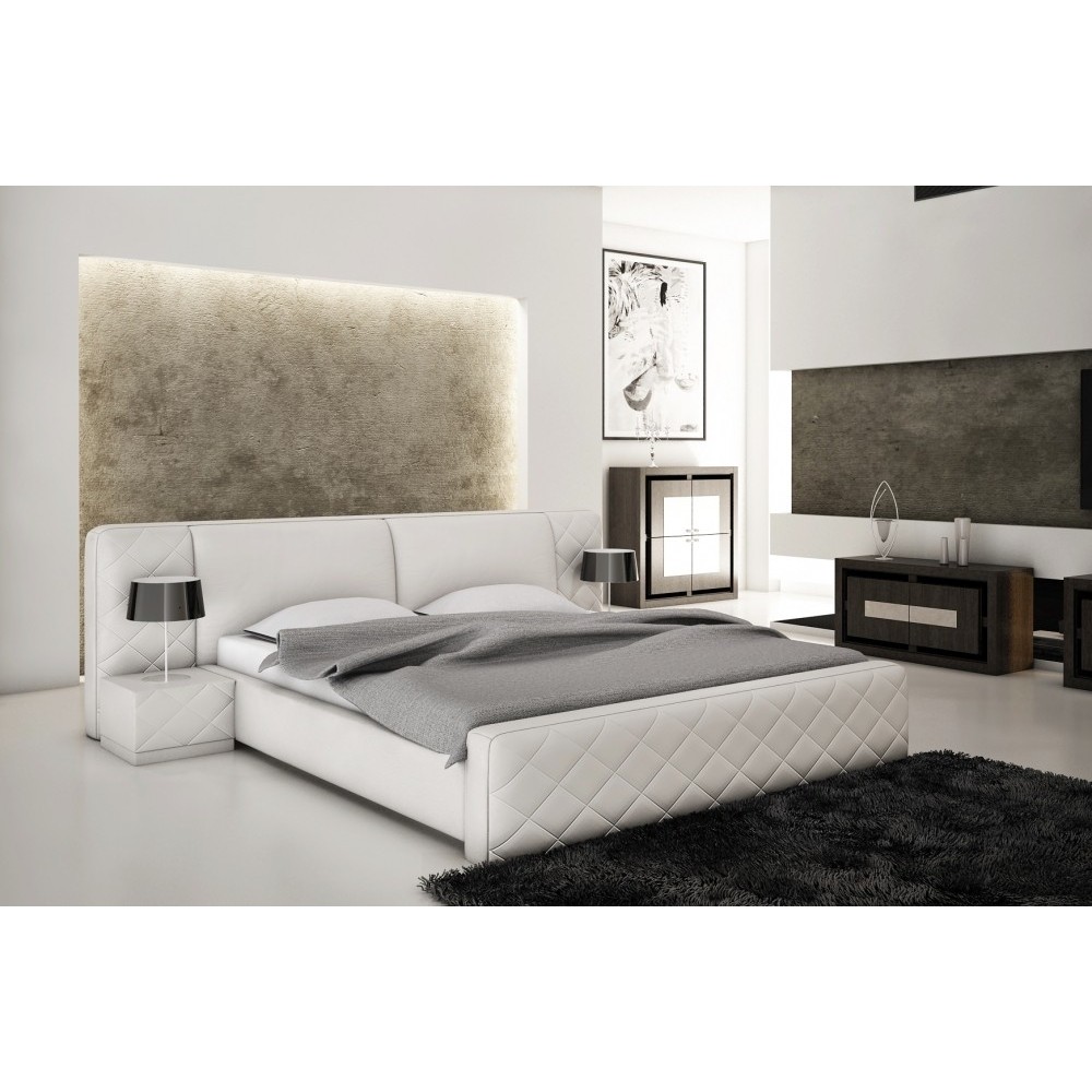 Lit en cuir italien de luxe ELEGANCE, blanc, 160x200