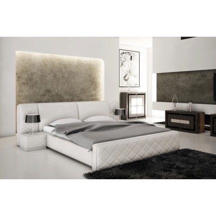 Lit en cuir italien de luxe ELEGANCE, blanc