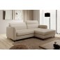 Canapé d'angle convertible en tissu, avec rangement, beige, angle droit, GOVIA, 3 places