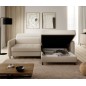 Canapé d'angle convertible en tissu, avec rangement, beige, angle droit, GOVIA, 3 places