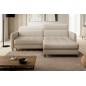 Canapé d'angle convertible en tissu, avec rangement, beige, angle droit, GOVIA, 3 places