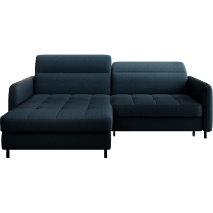 Canapé d'angle convertible - en tissu, avec rangement, bleu, angle gauche, GOVIA