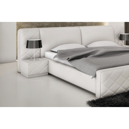 Lit en cuir italien de luxe ELEGANCE, blanc, 160x200