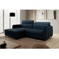 Canapé d'angle convertible - en tissu, avec rangement, bleu, angle gauche, GOVIA, 3 places