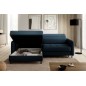 Canapé d'angle convertible - en tissu, avec rangement, bleu, angle gauche, GOVIA, 3 places
